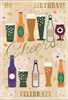 Open Male Birthday Card - Beer Bottles and Pint Glasses with Gold Foil 7.5x5.25