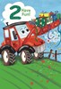 Age 2 Boy Birthday Card - 2nd Birthday Red Tractor with Gifts & Foil 7.75x5.25"