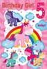 Age 5 Birthday Card - 5th Birthday Unicorns Rainbows and Clouds 7.75x5.25"