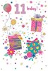 Age 11 Girl Birthday Card - Presents Balloons Flowers with Gold Foil 7.75x5.25"