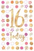 Age 16 Girl Birthday Card 16th Birthday Pink Orange Spots Gold Foil 7.75x 5.25"