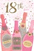 Age 18 Female Birthday Card 18th Birthday Bottles & Stars with Glitter 7.75x5.25