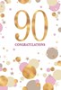 Age 90 Female Birthday Card - 90th Gold Foil Number Pink Brown Spots 7.75x5.25"