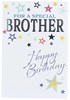 Brother Birthday Card - Multi Coloured Stars & Silver Foil Detail  7.75" x 5.25"