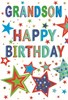 Grandson Birthday Card - Multicoloured Writing Stars with Gold Foil 7.75x5.25"