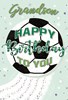 Grandson Birthday Card - Green Background with Football Silver Foil 7.75x5.25"