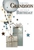 Grandson Birthday Card - Presents, Balloons Stars & Copper Foil 7.75" x 5.25"
