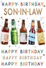 Son-in-Law Birthday Card - Bottles of Beer and Stars with Gold Foil 7.75x5.25"