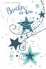 Brother-in-Law Birthday Card - Blue Stars and Swirls with Silver Foil 7.75x5.25"