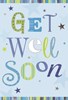 Get Well Soon Greetings Card - Blue and Green with Silver Foil 7.75x5.25"
