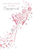 Engagement Congratulations Card - Pink Silver Hearts with Silver Foil 7.75x5.25"