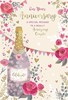 Wedding Anniversary Card - Champagne Bottle Pink Roses with Bunting 7.75x5.25"