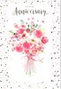 Open Wedding Anniversary Card - Pink Flowers and Gold Foil 7.75" x 5.25"