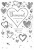 Diamond 60th Wedding Anniversary Card - Silver Foiled Hearts 7.75x5.25"