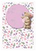 Auntie Mother's Day Card - Bear Pink Lilac Flowers Butterflies Foil 7.75x5.25"