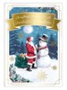 Grandson Christmas Card - Santa & Snowman 3d Banner & Gold Foil 7.75x5.25"
