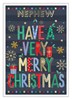 Nephew Christmas Card - Blue with Red Green Gold Writing & Foil 7.5x5.25"