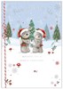 From Both Of Us Christmas Card - Santa Bears in Snowy Forest Twine Foil 7.5x5.25
