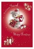 Special Friend Christmas Card - 3d attached Bear and Gifts Silver Foil 7.5x5.25"