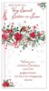 Sister-in-Law Christmas Card - Robin Poinsettia Flowers Pine Cones Foil 9x4.75"
