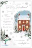 Husband Christmas Card - House and Snowman with Silver Foil 9x6"