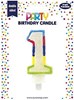 Number 1 Multicoloured Double Sided Glitter Birthday Party Candle - 3"/7.5cm