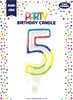Number 5 Multicoloured Double Sided Glitter Birthday Party Candle - 3"/7.5cm