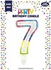 Number 7 Multicoloured Double Sided Glitter Birthday Party Candle - 3"/7.5cm
