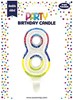 Number 8 Multicoloured Double Sided Glitter Birthday Party Candle - 3"/7.5cm