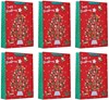 Pack of 6 Extra Large Christmas Gift Bags - Capy Xmas Tree Silver Foil 18x13"