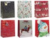 Set of 6 Large Christmas Gift Bags with Ribbon Handle & Tag Mixed Designs - B