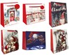 Set of 6 Large Christmas Gift Bags with Ribbon Handle & Tag Mixed Designs 13x10