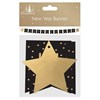 New Year Party Banner Bunting Black with Gold Foil 2.4m - Happy New Year