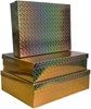 Set Of 3 Christmas Holographic Nested Shirt Gift Boxes Metallic Rose Gold Swirls