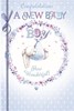 Birth of Baby Boy Card - Bunny in Hammock Floral Circle and Glitter 9x6"