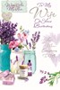 Wife Birthday Card - Lavender and Flowers in Jars with Silver Foil 9x6"