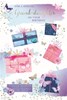 Granddaughter Birthday Card - Pink Blue Presents Flowers & Gold Foil 9x6"