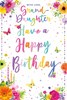 Granddaughter Birthday Card - Pastel Colour Writing Flowers Butterflies 9x6"