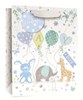 Large Birth Baby Boy Gift Bag - Animals with Blue Green Balloons & Tag 13x10.25"