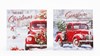 Pack of 12 Square Scenic Christmas Cards - Red Truck in Snow with Snowman & Tree