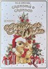 Grandma & Grandad Christmas Card - Cute Bears Xmas Tree Gold Glitter 7.5x5.25"