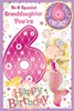 Granddaughter 6th Birthday Card & Badge 6 Today - Mermaid Pink & Foil 9x6"