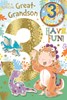 Great Grandson 3rd Birthday Card & Badge - 3 Today Boy as Dinosaur 9x6"