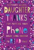 Daughter Birthday Card - Purple with Flower Heart Border & Gold Foil 7.5x5.25"