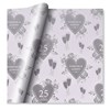 Silver 25th Wedding Anniversary Wrapping Paper Hearts & Glasses - 1 Sheet & Tag