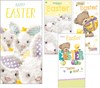 Pack of 12 Mixed Easter Cards 4 Designs - Cute Rabbits Lambs and Bears with Egg