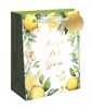 Medium Gift Bag - Just For You Lemons and Butterflies with Gold Foil Tag 10x8.5"