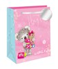 Medium Female Gift Bag - Pink with Koala Bear Hugs and Silver Foil Tag 10"x8.5"