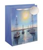 Large Gift Bag - Scenic Watercolour Sailing Boats with Silver Foil Tag 13x10.5"