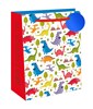 Medium Gift Bag - Dinosaurs Roarsome Time with Blue Tag Ribbon Handle 10x8.5"